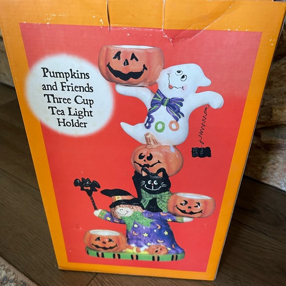 NWT Pumpkin and Friends Three Cup TeaLight Holder - Picture 6 of 6
